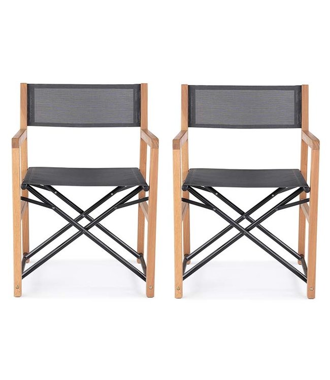 Guiño Director opklap tuinstoel eucalyptus hout / textileen set per 2