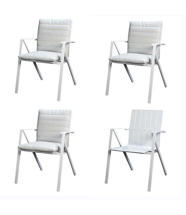 Beach7 Soho tuinstoel aluminium set van 4 met kussens