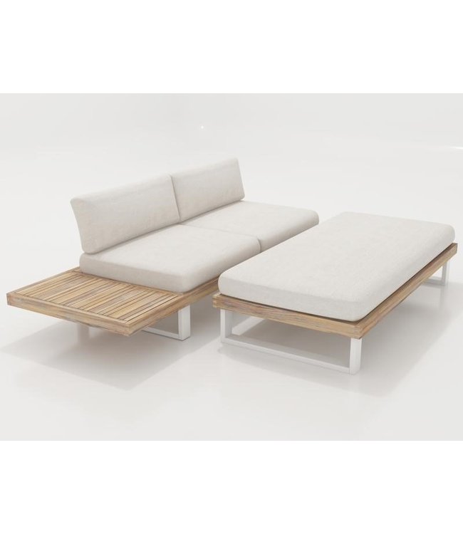 Guiño Calma 4 delige hoekset Aluminium | Teak | Olefin bekleding
