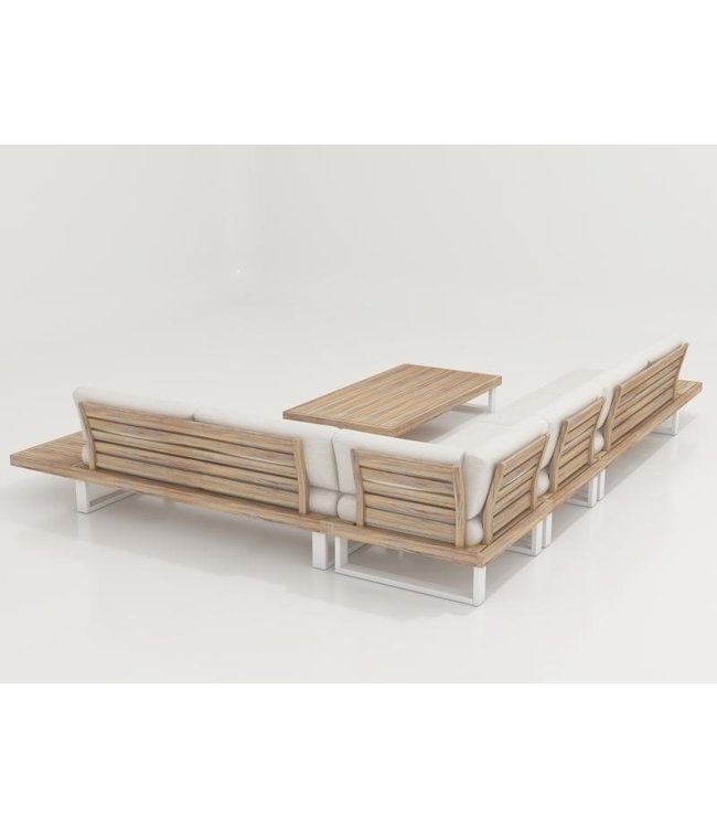 Guiño Calma 4 delige hoekset Aluminium | Teak | Olefin bekleding