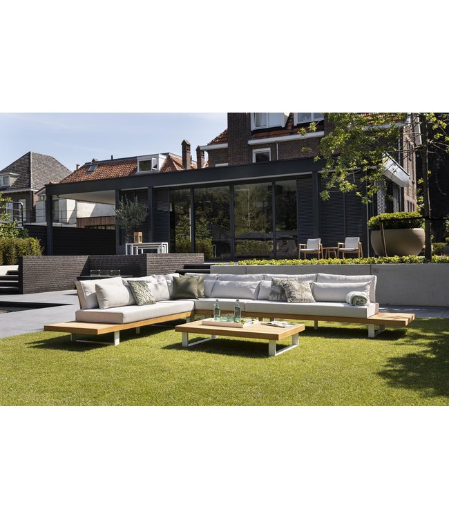 Guiño Calma luxe platform lounge set in aluminium met teakhout