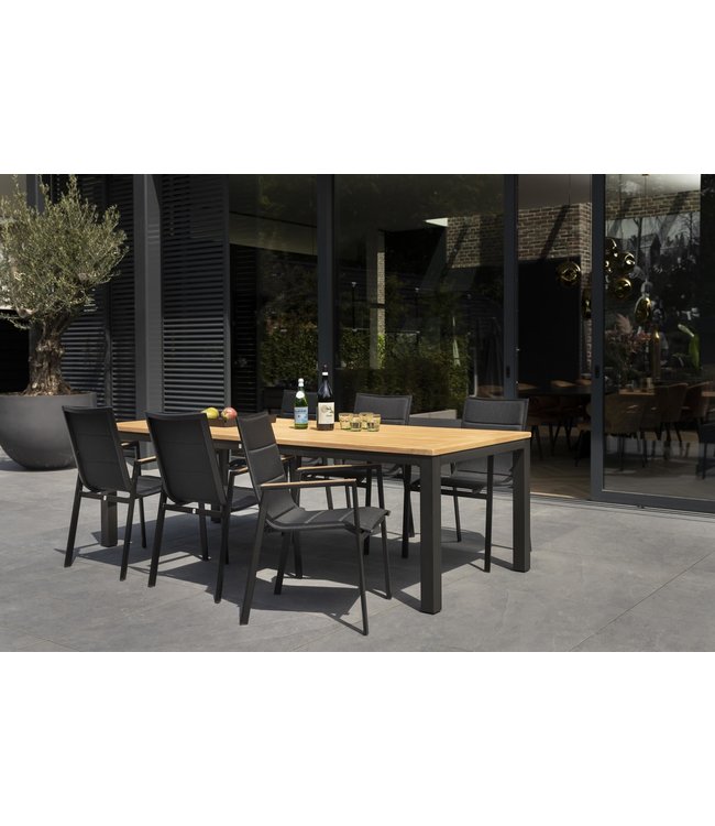 Beach7 7 delige Daylight tuintafel met Luca tuinstoelen zwart