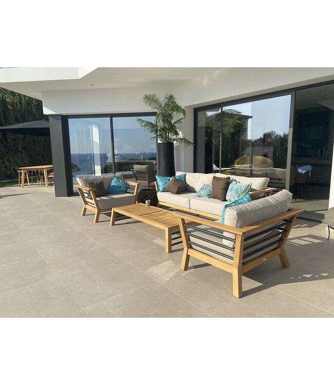 Guiño Compañia ensemble de salon 4 pièces en teck avec coussins