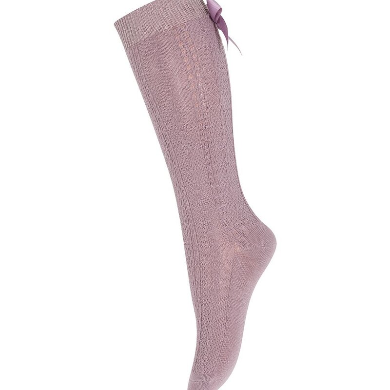 MP DENMARK MP SOFIA KNEE SOCKS BOW ELDERBERRY