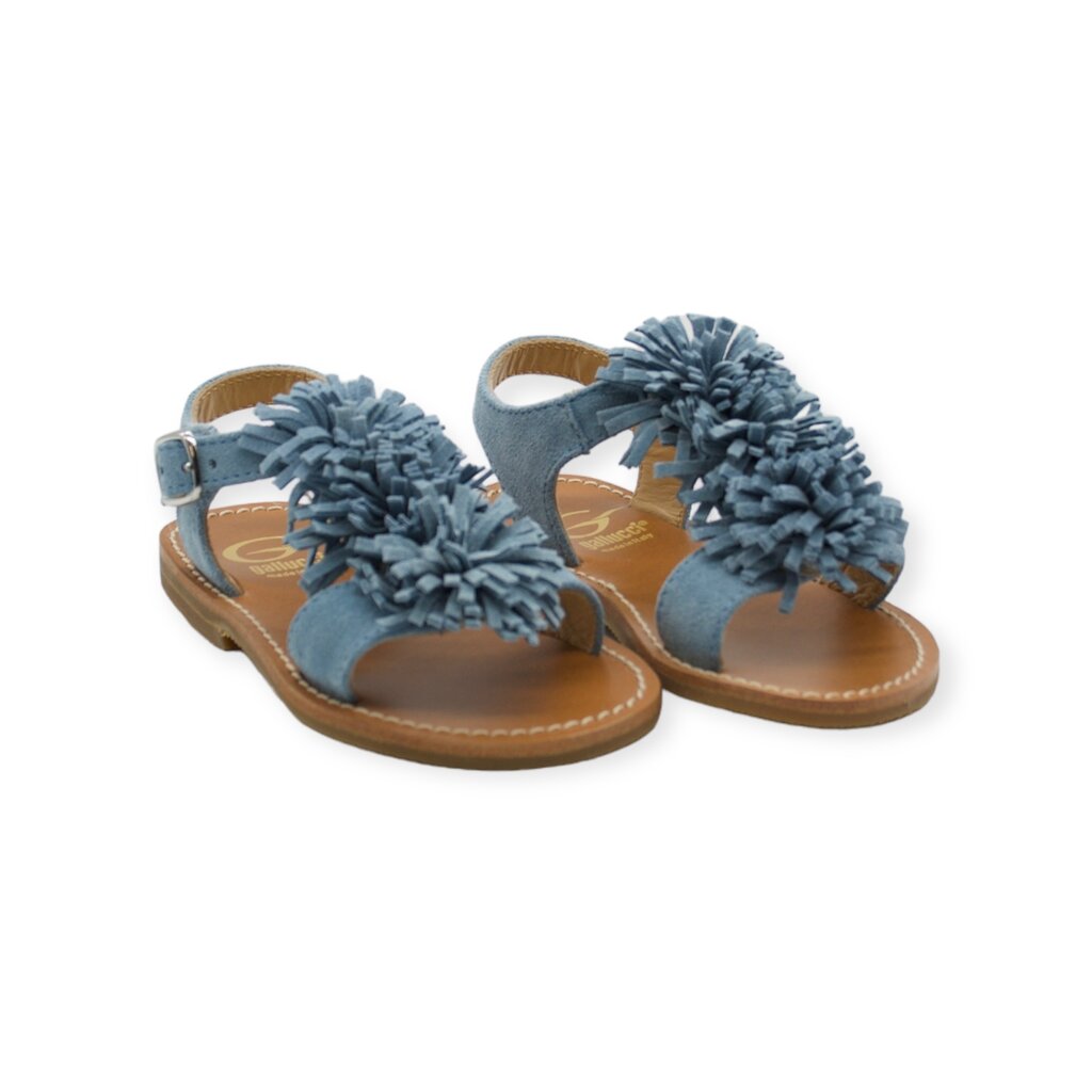 GALLUCCI GALLUCCI POMPOM SANDAL AZURE