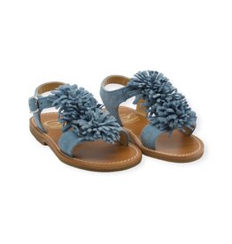 GALLUCCI GALLUCCI POMPOM SANDAL AZURE