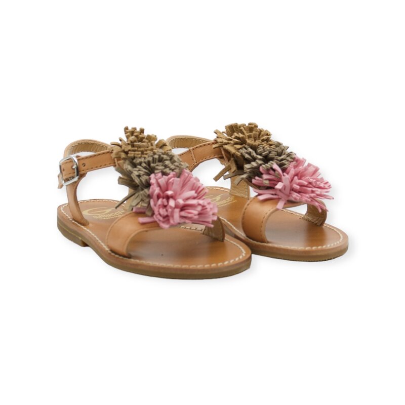 GALLUCCI GALLUCCI POMPOM SANDAL BEIGE