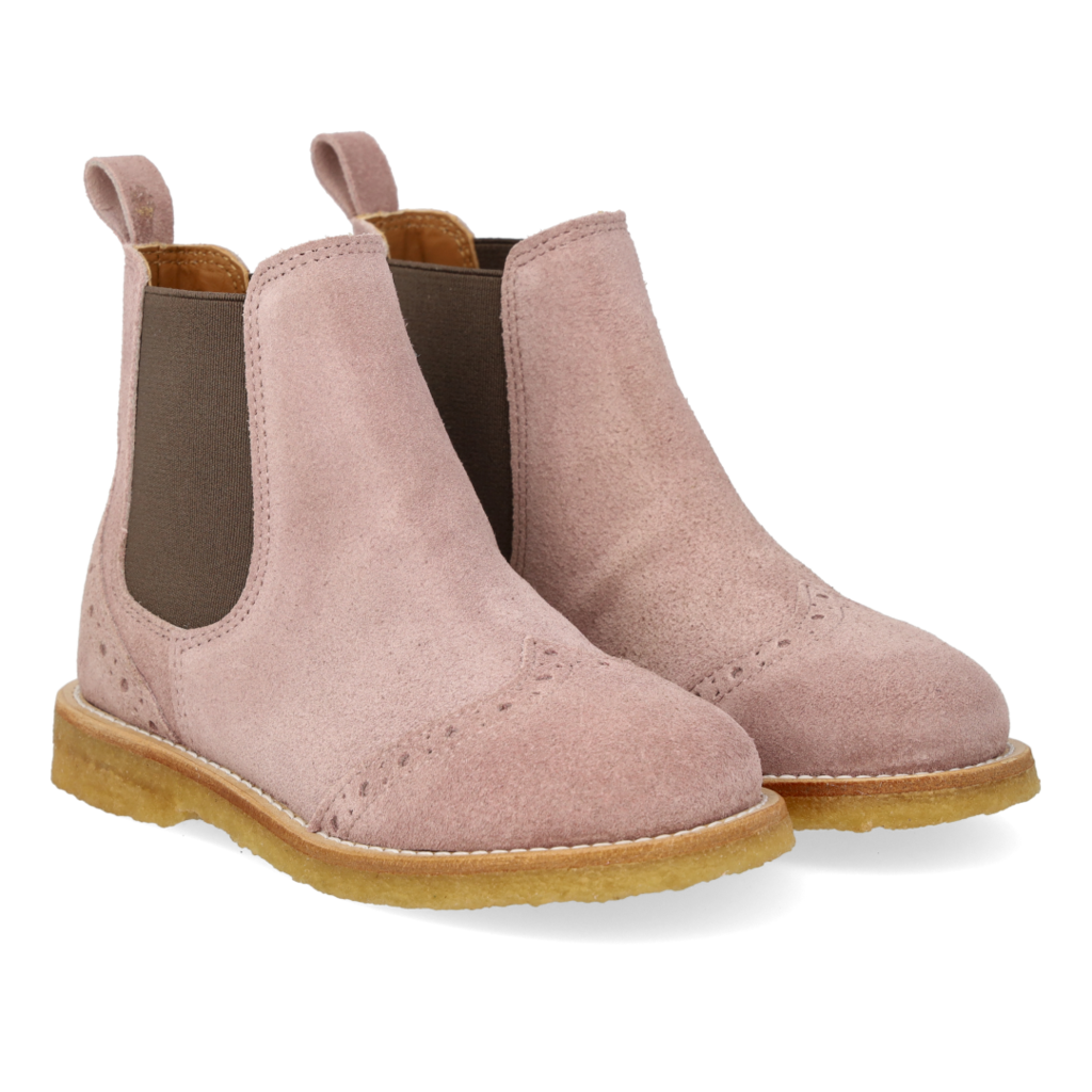 ANGULUS ANGULUS CHELSEA BOOT BROGUE PATTERN FADED ROSE