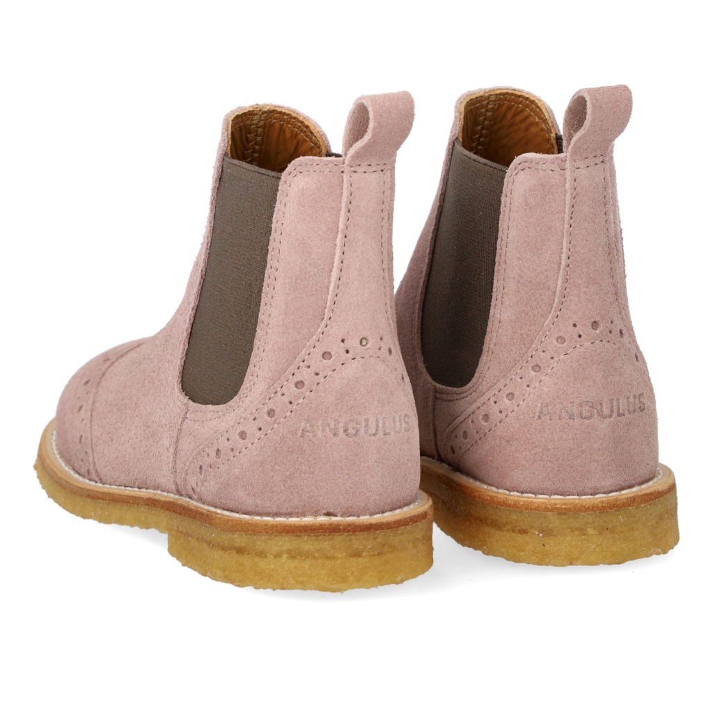ANGULUS ANGULUS CHELSEA BOOT BROGUE PATTERN FADED ROSE