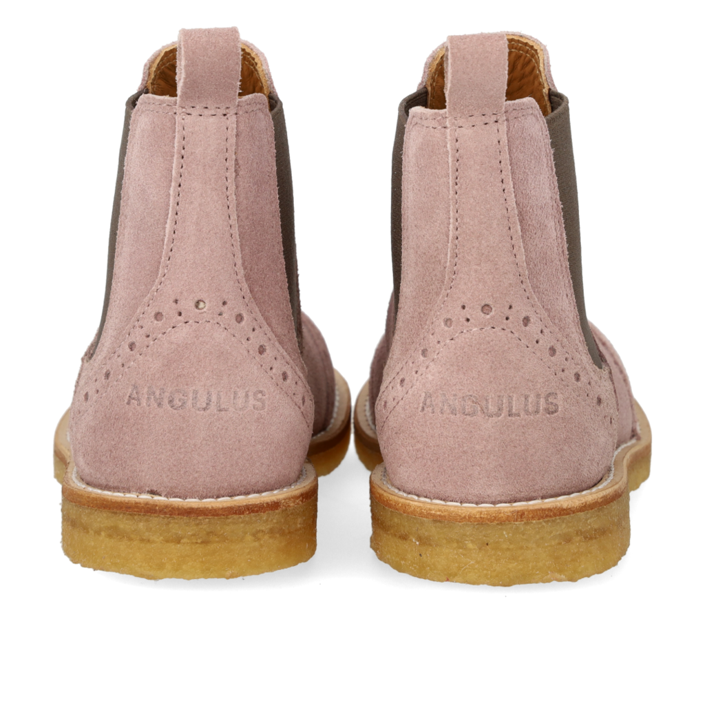 ANGULUS ANGULUS CHELSEA BOOT BROGUE PATTERN FADED ROSE