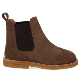 ANGULUS ANGULUS CHELSEA BOOT BROGUE PATTERN DARK TAUPE