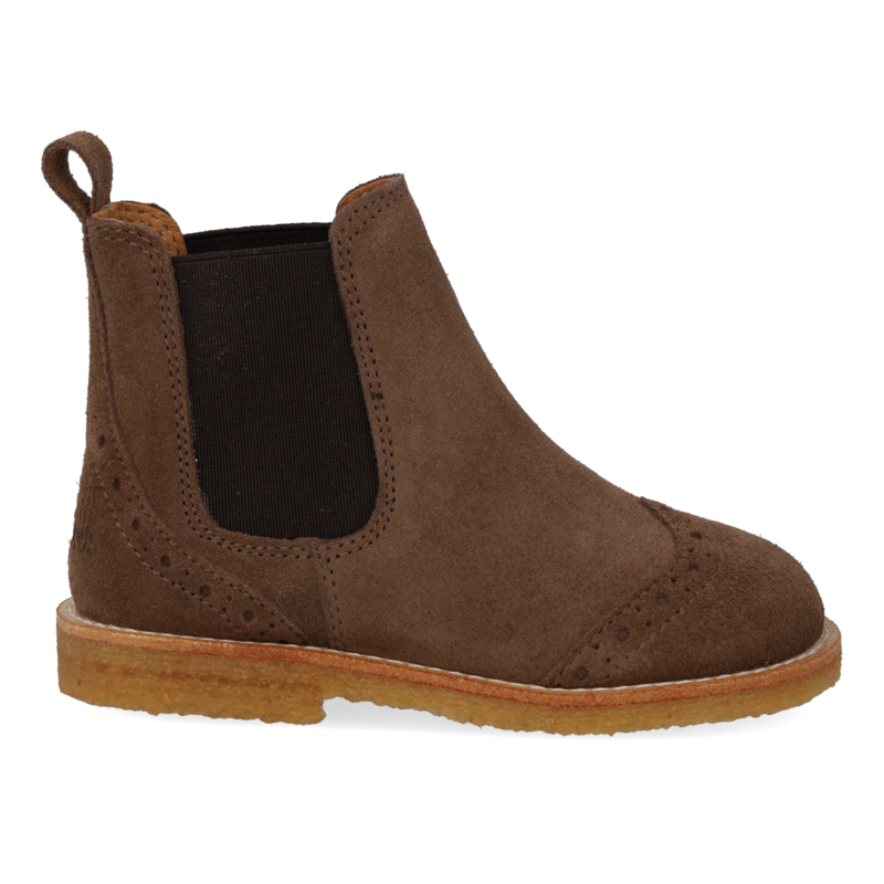 ANGULUS ANGULUS CHELSEA BOOT BROGUE PATTERN DARK TAUPE
