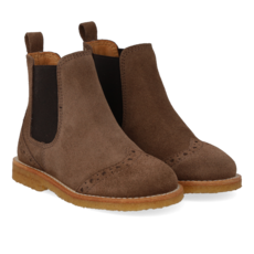 ANGULUS ANGULUS CHELSEA BOOT BROGUE PATTERN DARK TAUPE