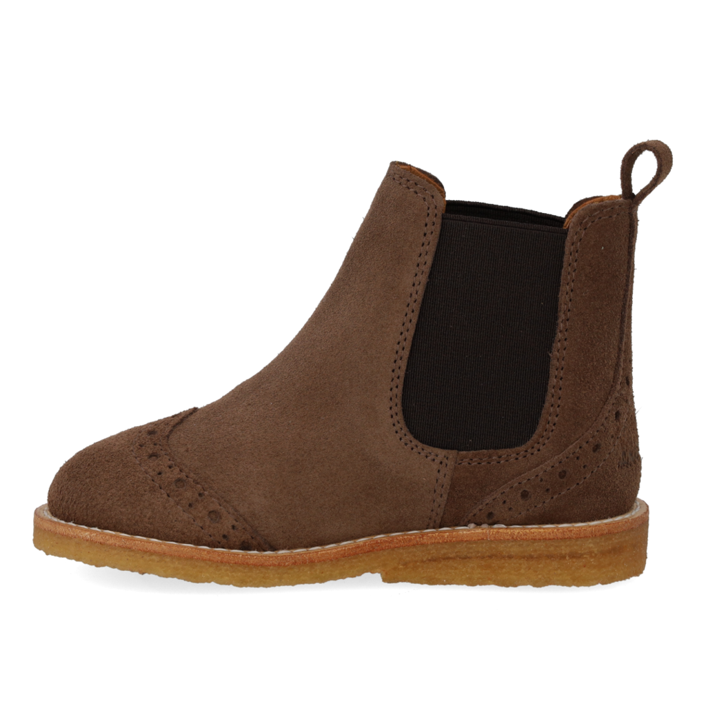 ANGULUS ANGULUS CHELSEA BOOT BROGUE PATTERN DARK TAUPE