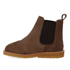 ANGULUS ANGULUS CHELSEA BOOT BROGUE PATTERN DARK TAUPE