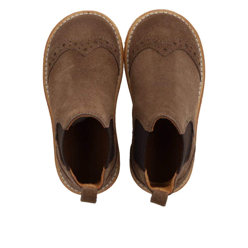 ANGULUS ANGULUS CHELSEA BOOT BROGUE PATTERN DARK TAUPE