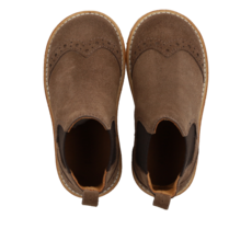 ANGULUS ANGULUS CHELSEA BOOT BROGUE PATTERN DARK TAUPE