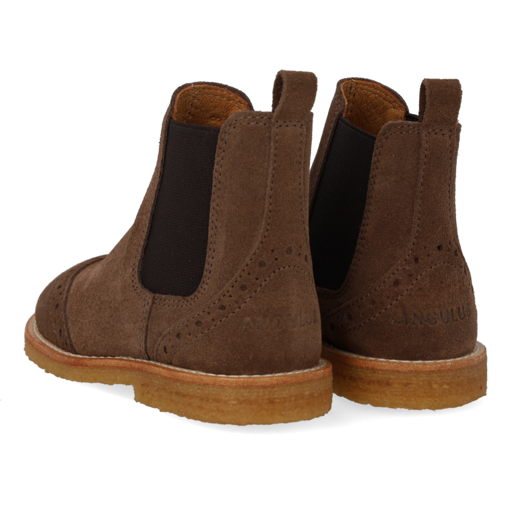 ANGULUS ANGULUS CHELSEA BOOT BROGUE PATTERN DARK TAUPE