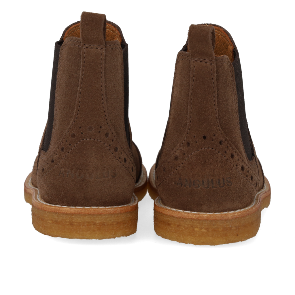 ANGULUS ANGULUS CHELSEA BOOT BROGUE PATTERN DARK TAUPE