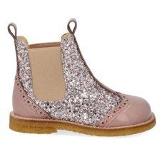 ANGULUS ANGULUS CHELSEA BOOT BROGUE PATTERN FADED ROSE BLOSSOM GLITTER