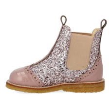 ANGULUS ANGULUS CHELSEA BOOT BROGUE PATTERN FADED ROSE BLOSSOM GLITTER