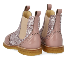 ANGULUS ANGULUS CHELSEA BOOT BROGUE PATTERN FADED ROSE BLOSSOM GLITTER