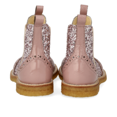 ANGULUS ANGULUS CHELSEA BOOT BROGUE PATTERN FADED ROSE BLOSSOM GLITTER