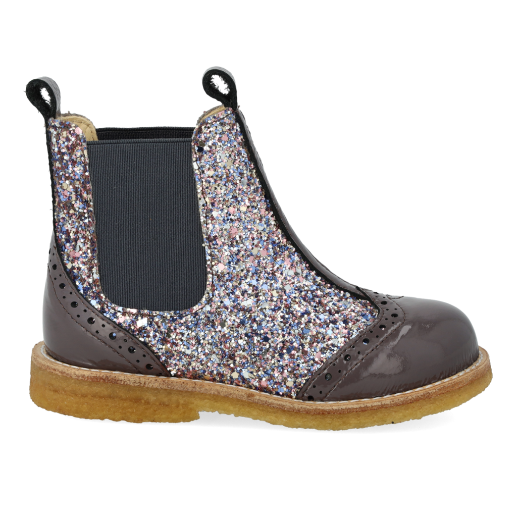 ANGULUS ANGULUS CHELSEA BOOT BROGUE PATTERN LAVENDER PASTEL GLITTER