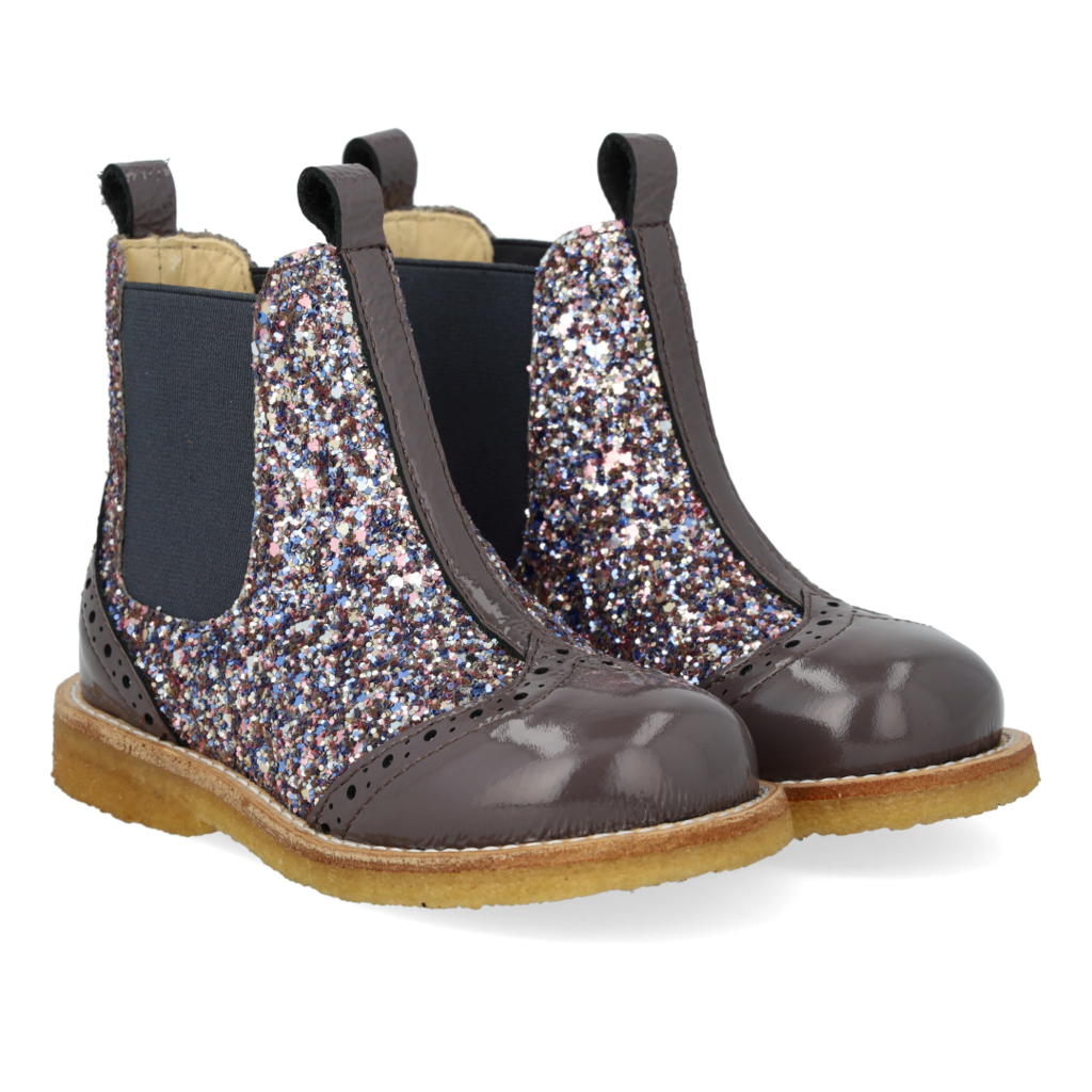 ANGULUS ANGULUS CHELSEA BOOT BROGUE PATTERN LAVENDER PASTEL GLITTER