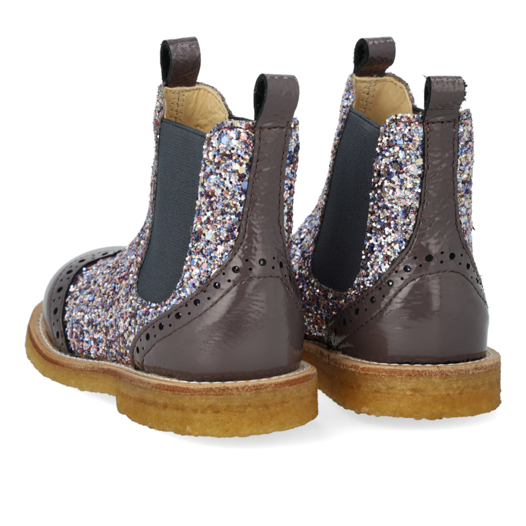 ANGULUS ANGULUS CHELSEA BOOT BROGUE PATTERN LAVENDER PASTEL GLITTER
