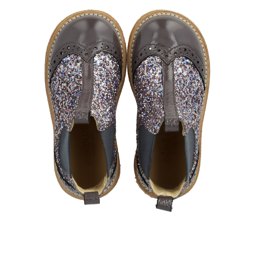 ANGULUS ANGULUS CHELSEA BOOT BROGUE PATTERN LAVENDER PASTEL GLITTER