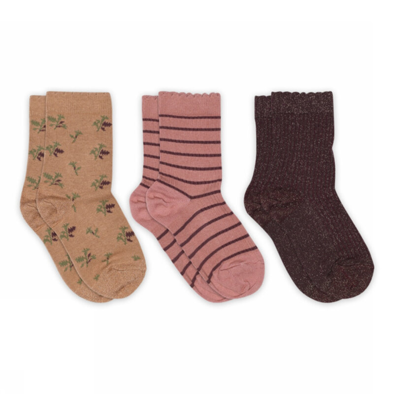 MP DENMARK MP THORA SOCKS 3PACK TAWNY BROWN