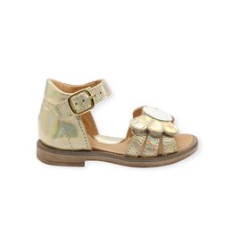 RONDINELLA RONDINELLA FIRST SANDAL VELCRO FLOWER WHITE GOLD