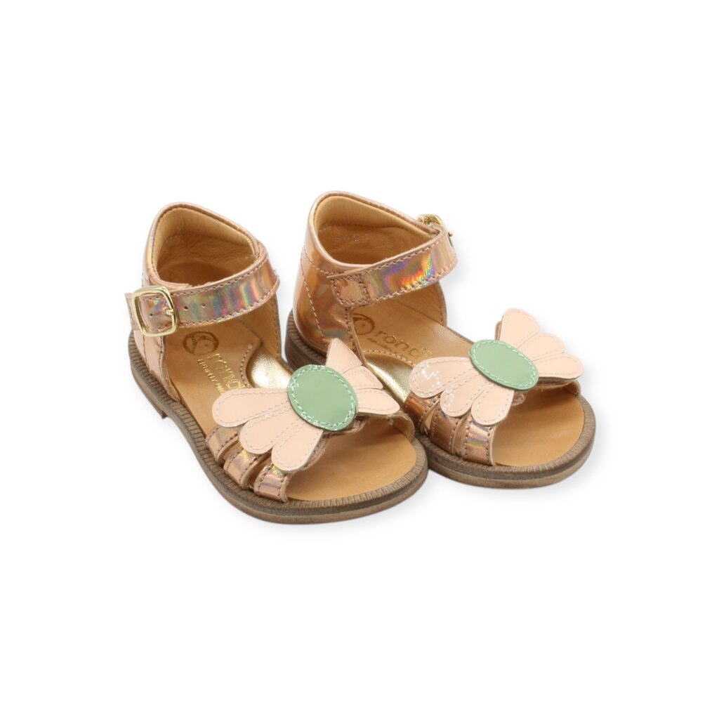 RONDINELLA RONDINELLA FIRST SANDAL VELCRO FLOWER MINT PINK