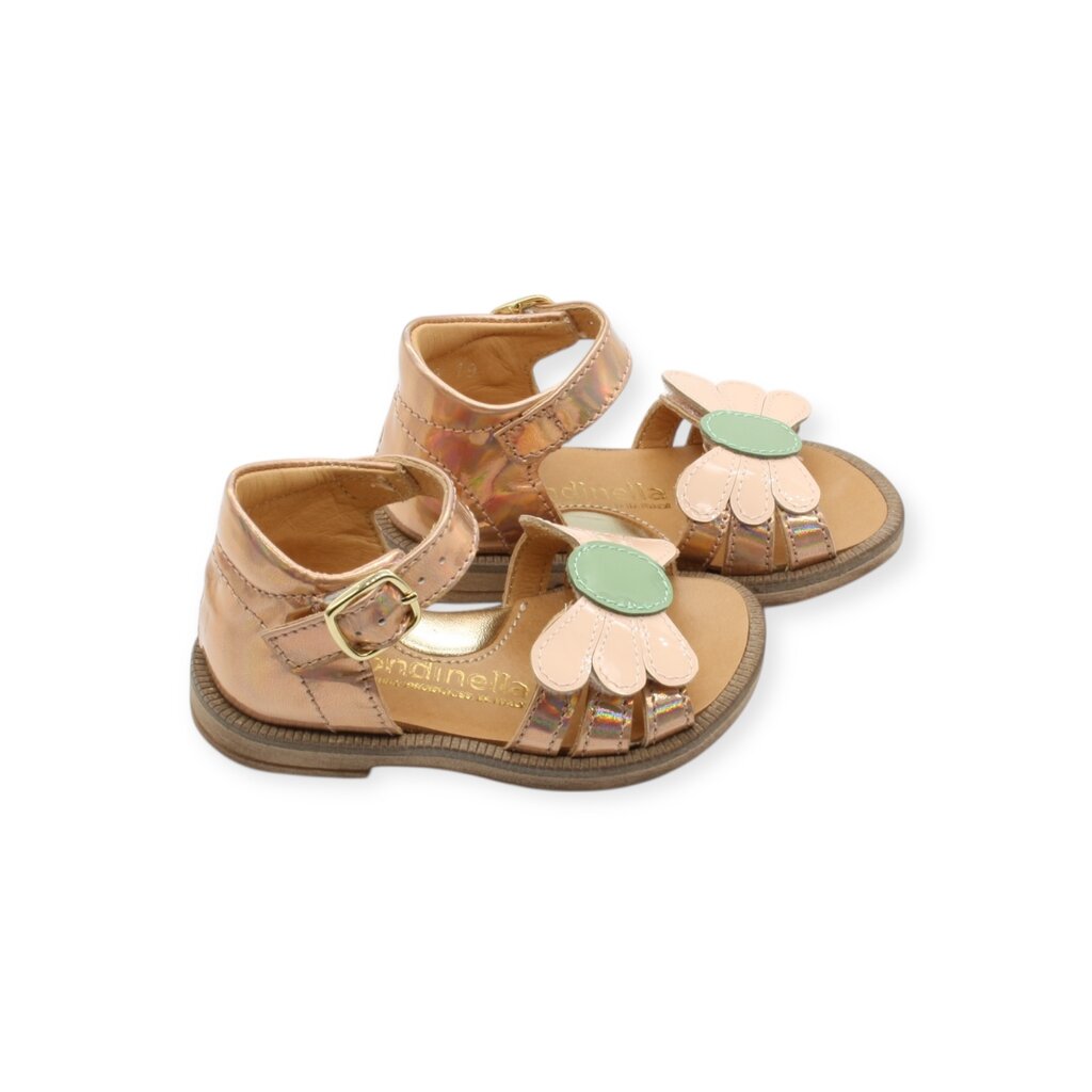 RONDINELLA RONDINELLA FIRST SANDAL VELCRO FLOWER MINT PINK