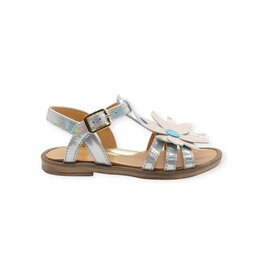 RONDINELLA RONDINELLA SANDAL BIG FLOWER SILVER ROSE