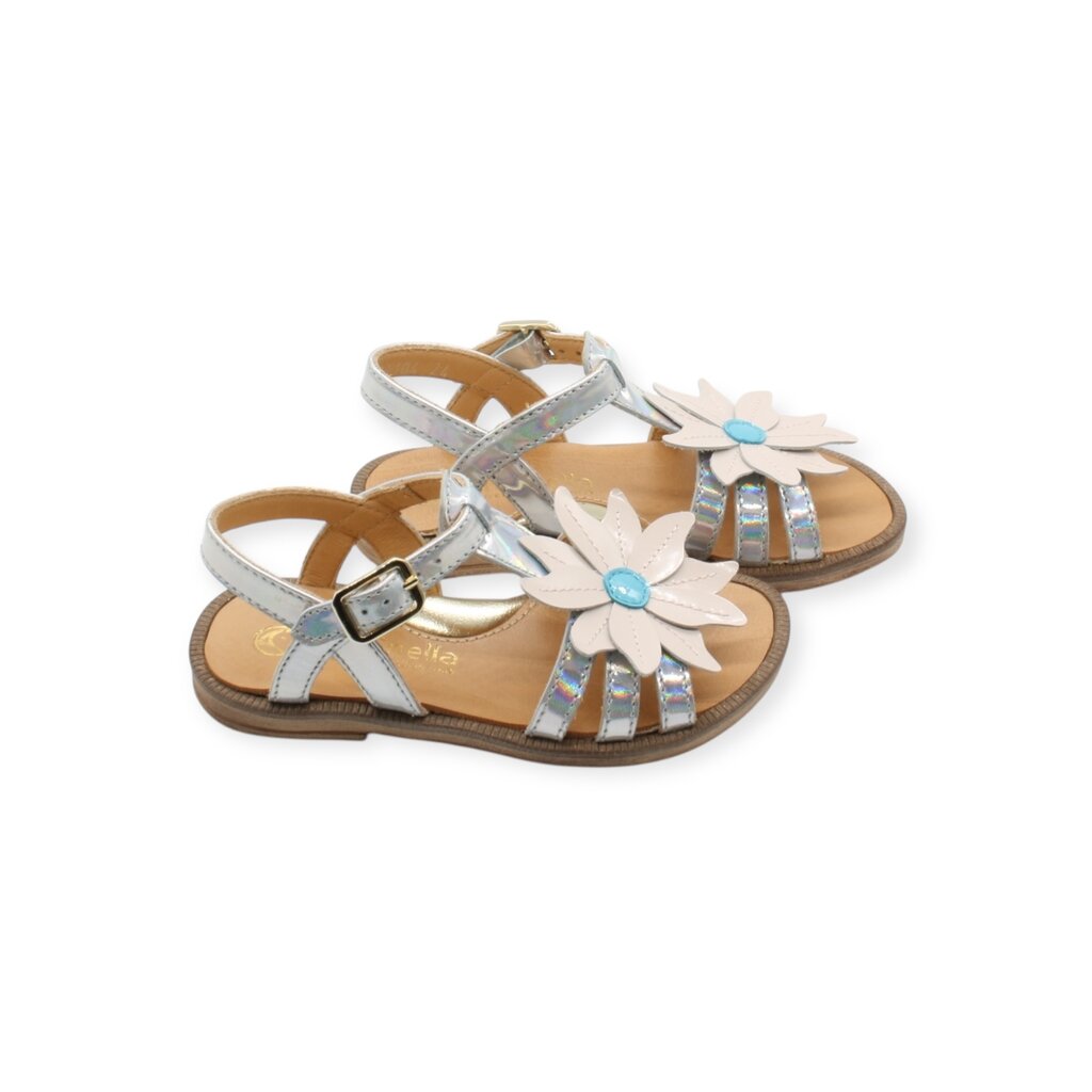 RONDINELLA RONDINELLA SANDAL BIG FLOWER SILVER ROSE