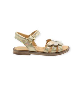 RONDINELLA RONDINELLA SANDAL VELCRO FLOWER WHITE GOLD