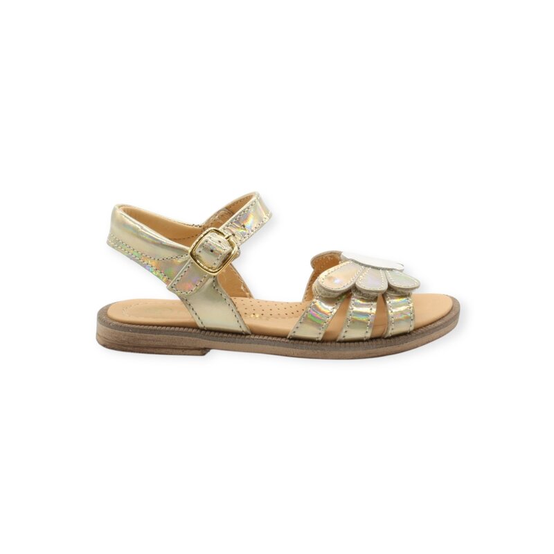RONDINELLA RONDINELLA SANDAL VELCRO FLOWER WHITE GOLD
