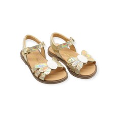 RONDINELLA RONDINELLA SANDAL VELCRO FLOWER WHITE GOLD