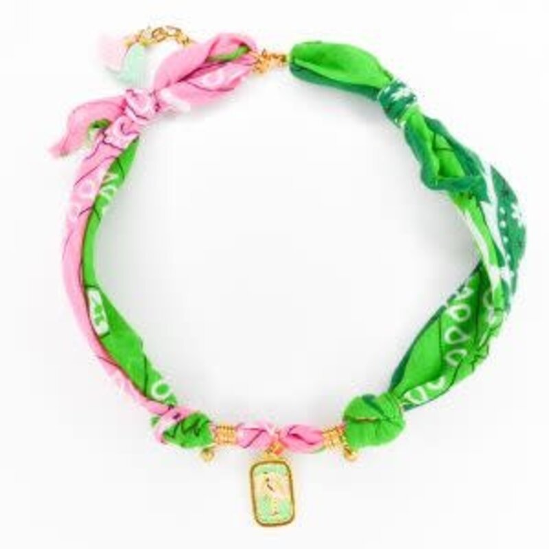 FEESTBEEST KIDS FEESTBEEST KIDS BANDANA KETTING ROZE GROEN