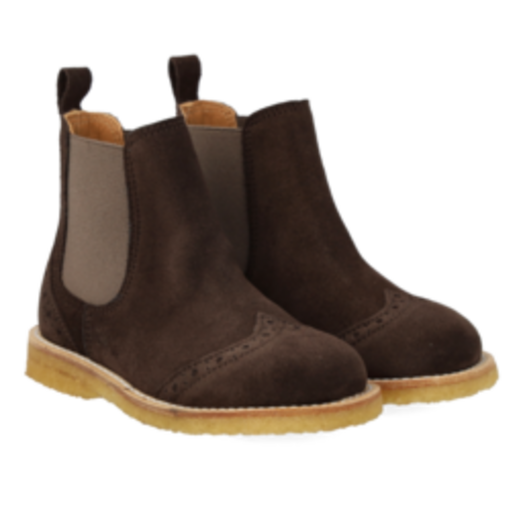 ANGULUS ANGULUS BROGUE CHELSEA BOOT DARK BROWN