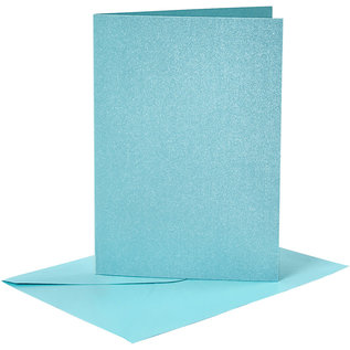 Kaarten + omslagen, Turquoise, 4st