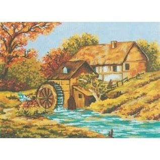 Tapestry Printing Canvas 40x50cm Huis met waterrad