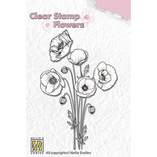 clear stamp flowers poppies