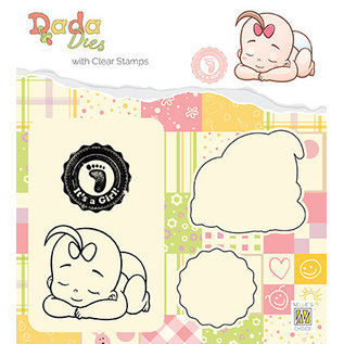 DADA set Die with clear stamp "it's a girl: Taking a rest"
