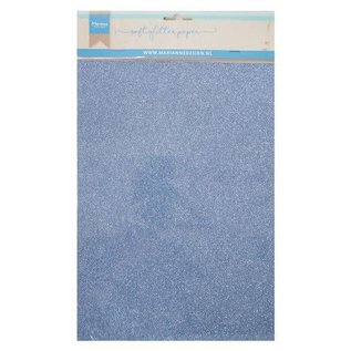 Marianne D Decoratie Soft Glitter papier 5 vel Blauw