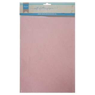 Marianne D Decoratie Soft Glitter papier 5 vel Lichtroze