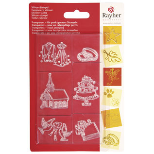 Silicone stempel, transparent, Huwelijk, 6 delig