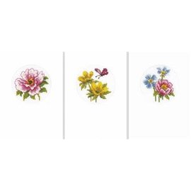 Telpakket - Wenskaart Lentebloemen aida set van 3 - ca. 10,5x15cm